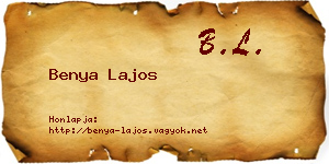 Benya Lajos névjegykártya